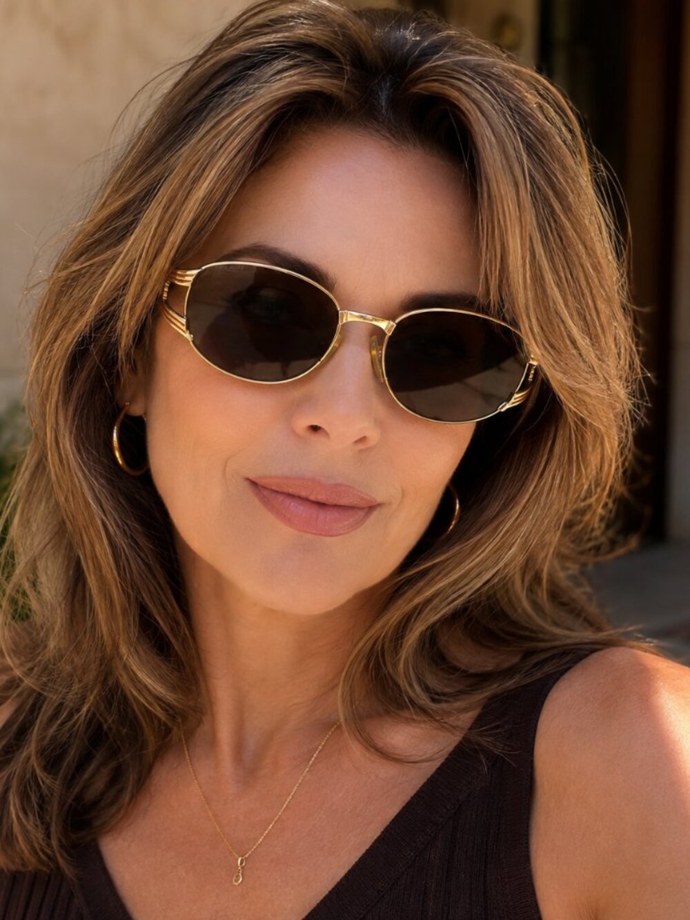 ✨ ALPHA Gold-Tone Tinted Retro Vintage Style Sunglasses + Hard Case